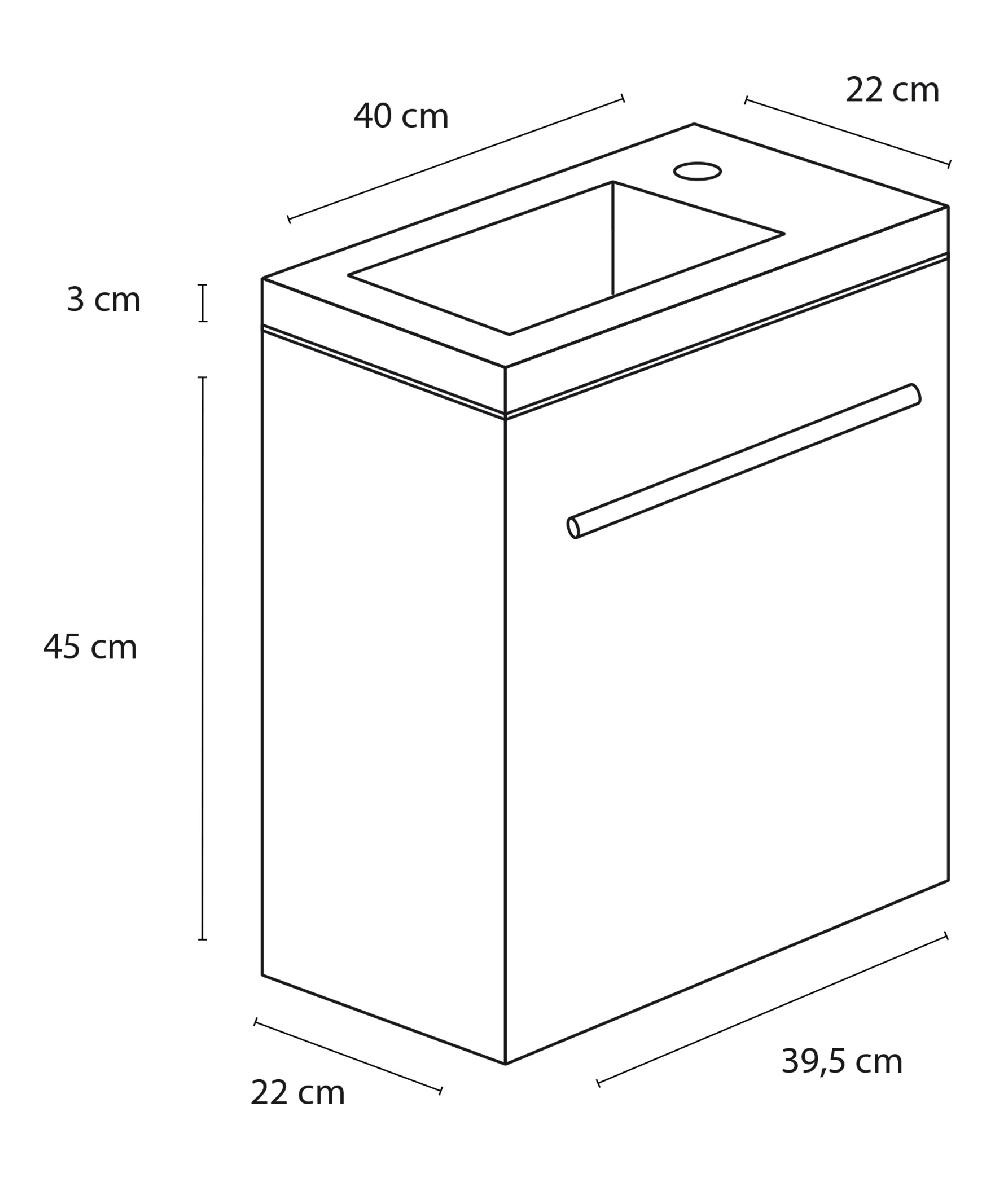 Differnz Differnz Tight Onderkast – Met Wastafel – 40 Cm – Zwart