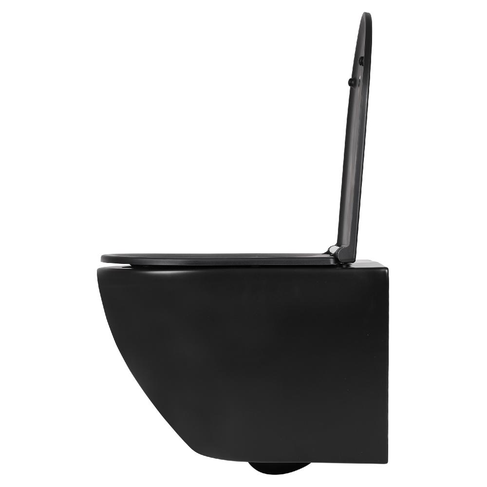 Differnz Differnz Wand Toilet – Rimless Met Zitting – Keramiek – Zwart – 49 X 36 X 37 Cm