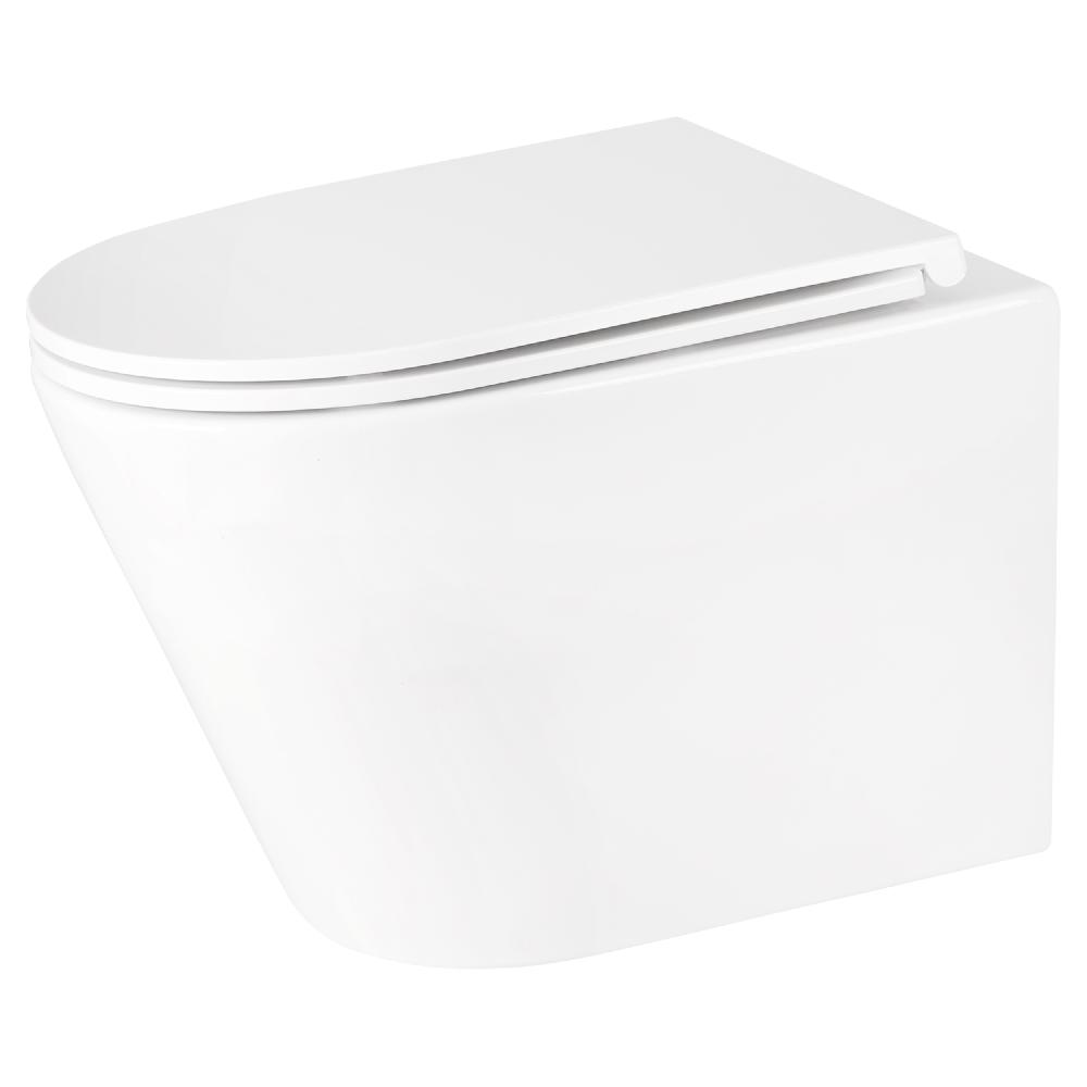 Differnz Differnz Wand Toilet – Rimless Met Zitting – Keramiek – Hoogglans Wit – 51.5 X 36.5 X 35.5 Cm