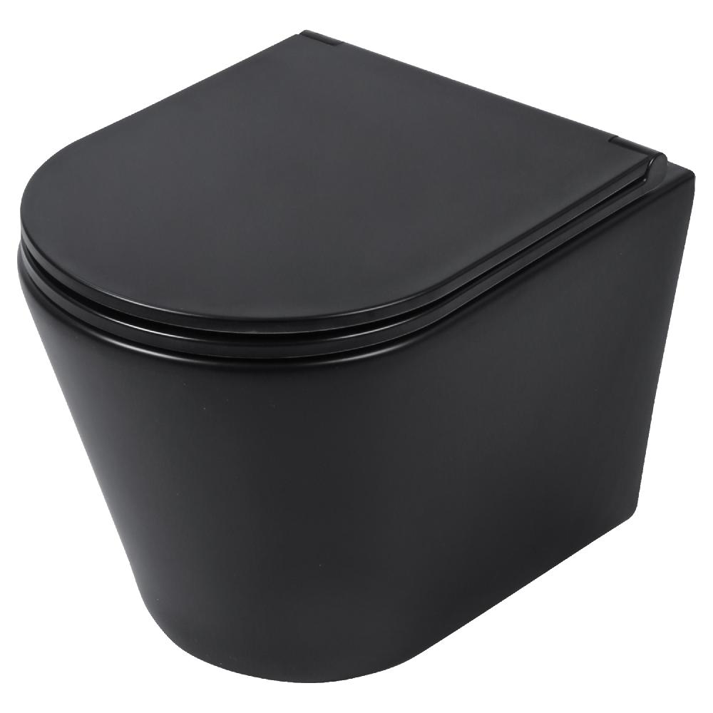 differnz Differnz wand toilet – rimless met zitting – keramiek mat zwart – 51.5 x 36.5 x 35.5 cm