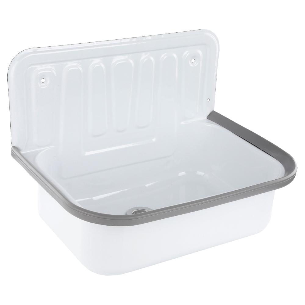 differnz Uitstortgootsteen met afvoerstop – 50 x 38 x 33 cm – staal – wit