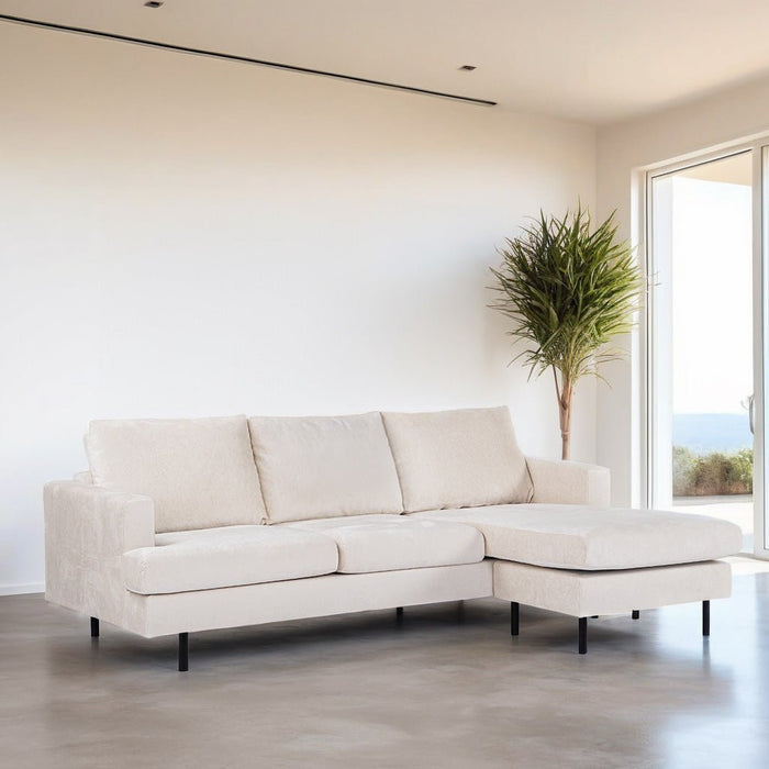Dimehouse 3-zits Hoekbank Chaise Longue Loren Ribstof Beige