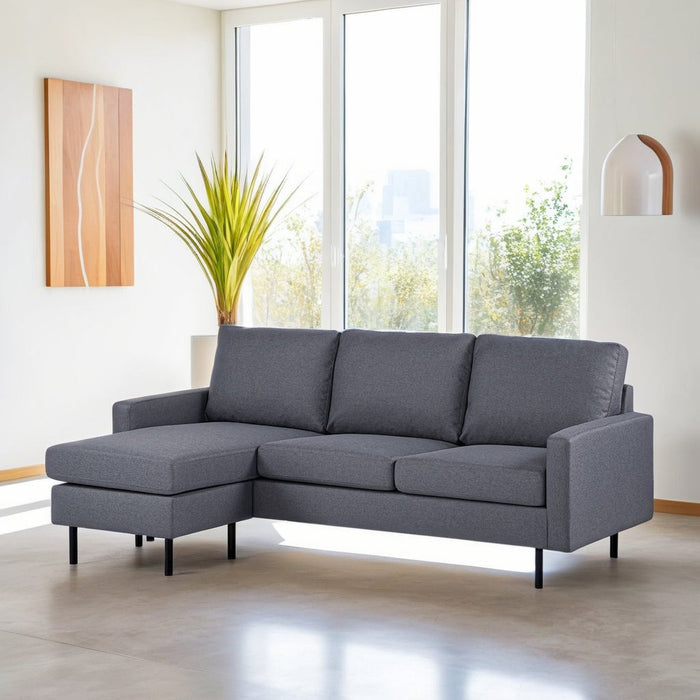 dimehouse 3-zits hoekbank chaise longue Riven donkergrijs