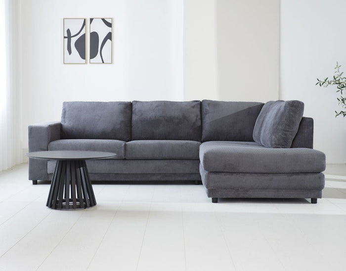 Dimehouse 3-zits Hoekbank Gabi Ribstof Antraciet Rechts
