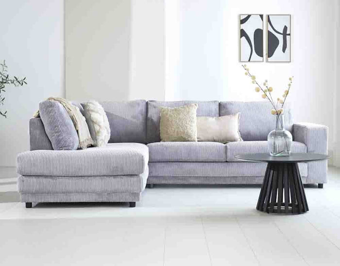 Dimehouse 3-zits Hoekbank Gabi Ribstof Lichtgrijs Links