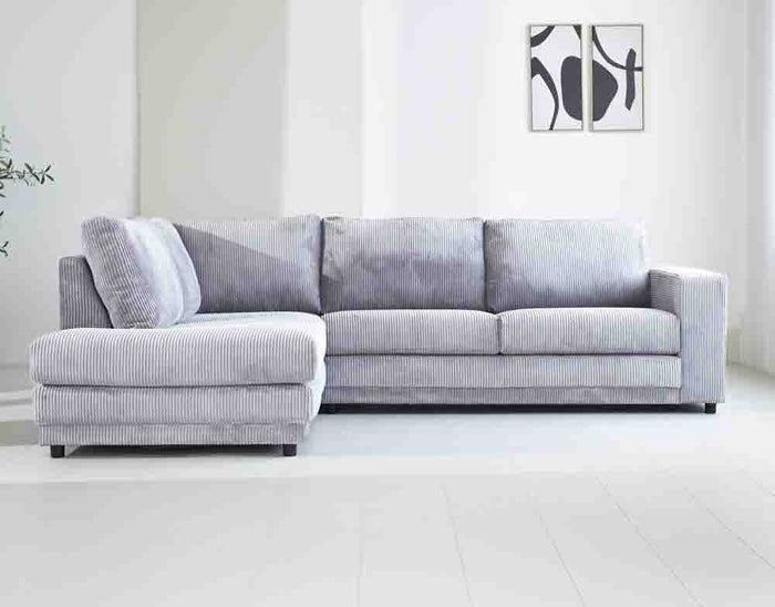 dimehouse 3-zits hoekbank Gabi ribstof lichtgrijs links