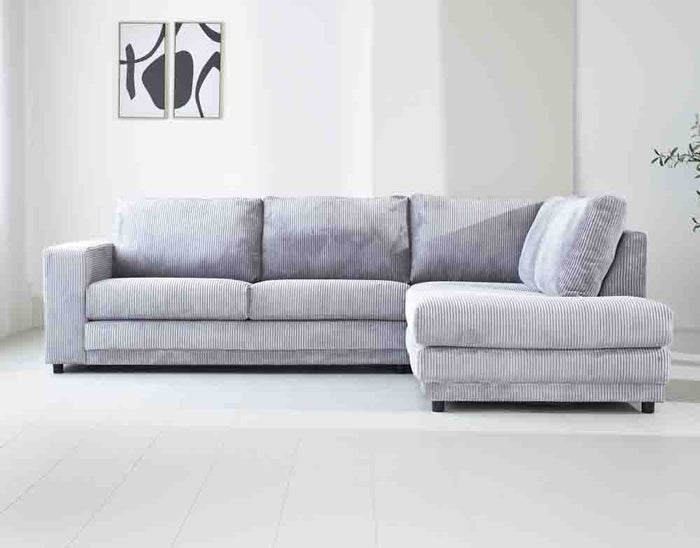 Dimehouse 3-zits Hoekbank Gabi Ribstof Lichtgrijs Rechts