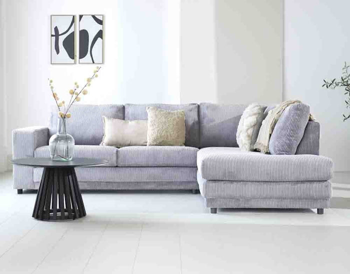 Dimehouse 3-zits Hoekbank Gabi Ribstof Lichtgrijs Rechts