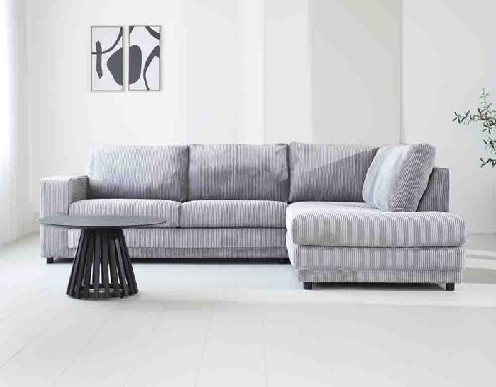 dimehouse 3-zits hoekbank Gabi ribstof lichtgrijs rechts