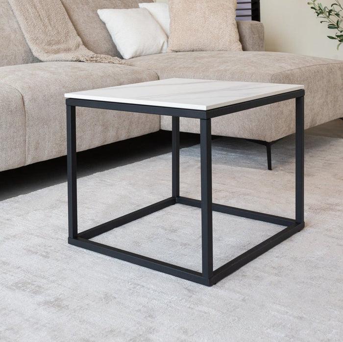 Dimehouse Bijzettafel Fien Vierkant Sintered Stone Wit 50x50 Cm