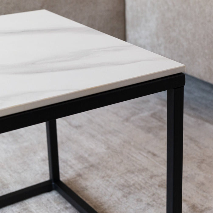 Dimehouse Bijzettafel Fien Vierkant Sintered Stone Wit 50x50 Cm