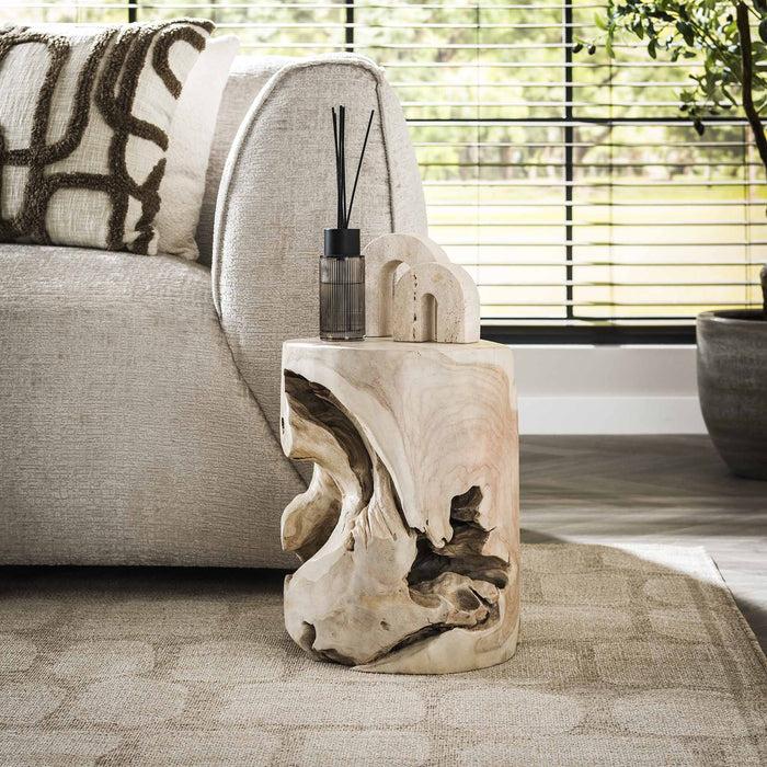 dimehouse Bijzettafel Rond Brett Teakhout Boomstam White Wash Ø30 cm dimehouse Bijzettafel Rond Brett Teakhout Boomstam White Wash Ø30 cm