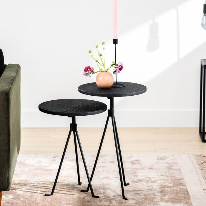 dimehouse Bijzettafel Set van 2 Joya Rond Zwart Metallic