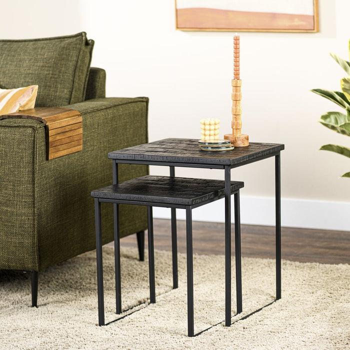 Dimehouse Bijzettafel Zwart Set Van 2 Menthe Recycled Teakhout