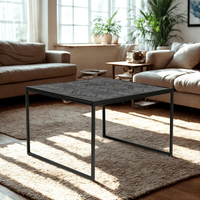 dimehouse Bijzettafel Zwart Teakhout Vierkant Britt 60x60 cm