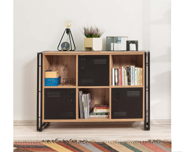 Dimehouse Boekenkast Cosmo Atlantisch Dennenhout Zwart Melamine 126x89x35 Cm