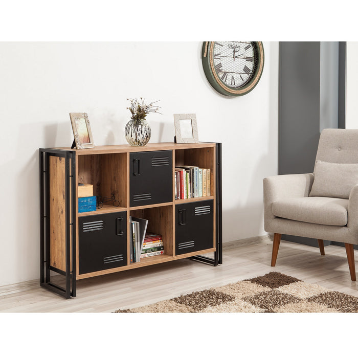 Dimehouse Boekenkast Cosmo Atlantisch Dennenhout Zwart Melamine 126x89x35 Cm