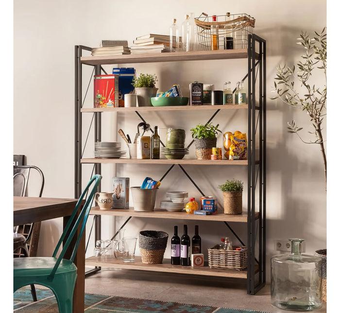 Dimehouse Boekenkast Cosmo Atlantisch Dennenhout Zwart Melamine 130x180x35 Cm