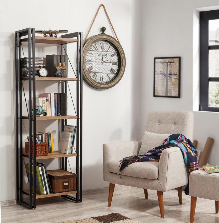 dimehouse Boekenkast Cosmo Atlantisch Dennenhout Zwart Melamine 60x180x35 cm