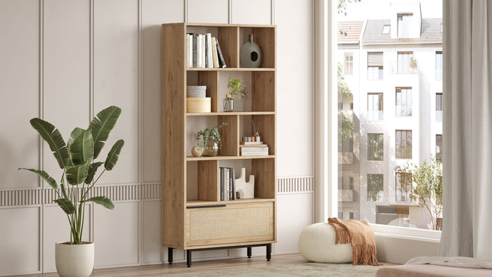 Dimehouse Boekenkast Kosmos Walnoot Eik Melamine 83 9x175 6x29 5 Cm