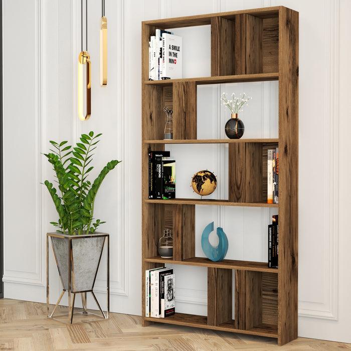 dimehouse Boekenkast Lima Walnoot Melamine 90x180x20 cm