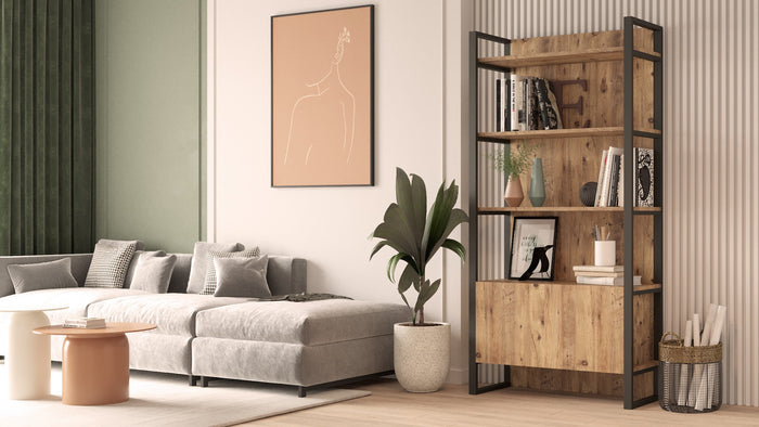 Dimehouse Boekenkast Lyra Atlantisch Dennenhout Melamine 90x180x34 Cm