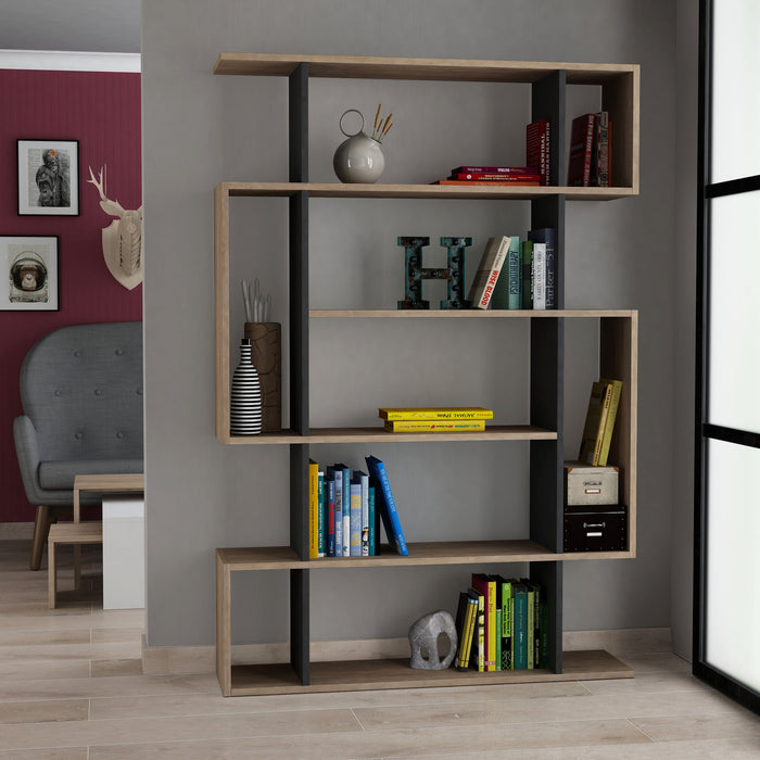 dimehouse Boekenkast Mito Sonoma Eik Antraciet Melamine 110x161x25 5 cm