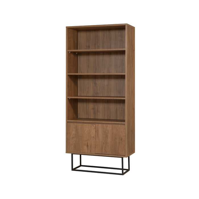 Dimehouse Boekenkast Rea Walnoot Zwart Melamine 80x182x36 Cm