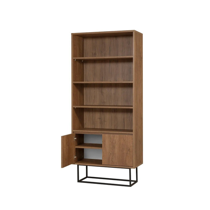 Dimehouse Boekenkast Rea Walnoot Zwart Melamine 80x182x36 Cm