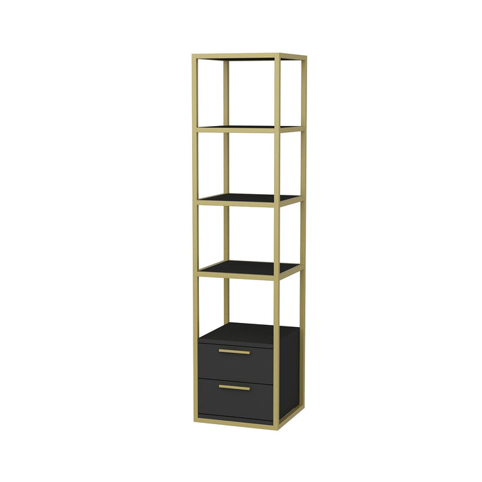 Dimehouse Boekenkast Robbins Gold Goud Antraciet Melamine 39x160x39 Cm