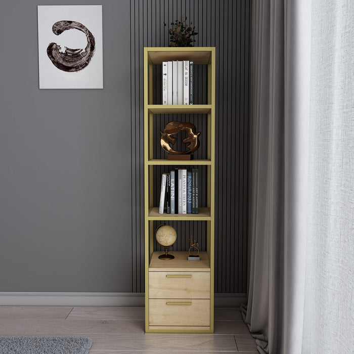 Dimehouse Boekenkast Robbins Gold Goud Eik Melamine 39x160x39 Cm