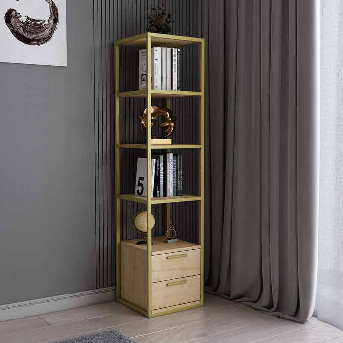 dimehouse Boekenkast Robbins Gold Goud Eik Melamine 39x160x39 cm