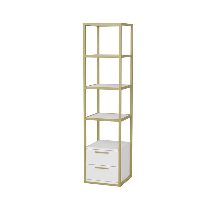 Dimehouse Boekenkast Robbins Gold Goud Wit Melamine 39x160x39 Cm