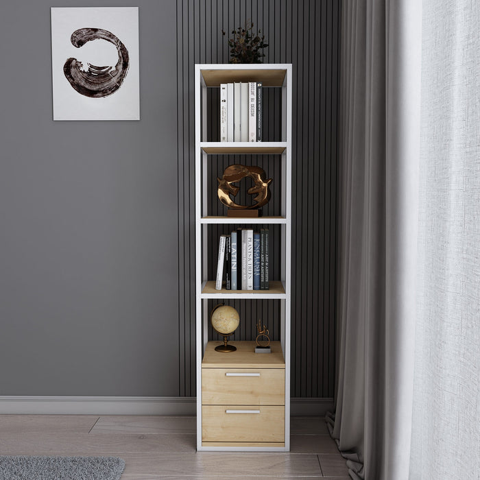 Dimehouse Boekenkast Robbins White Wit Eik Melamine 39x160x39 Cm