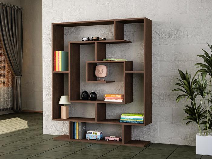 dimehouse Boekenkast Sarmasik Wengé Bruin Melamine 124 8x149 4x22 cm