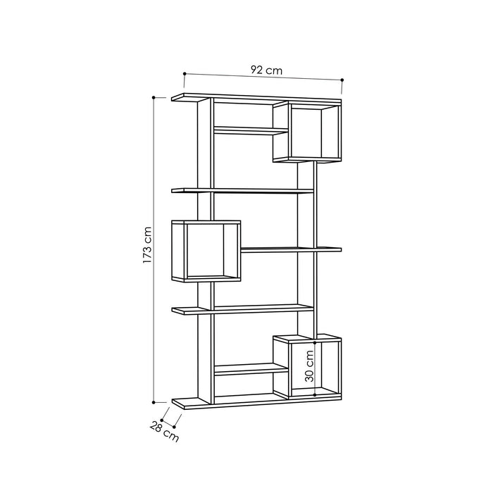 Dimehouse Boekenkast Soto Antraciet Melamine 92x173x28 Cm