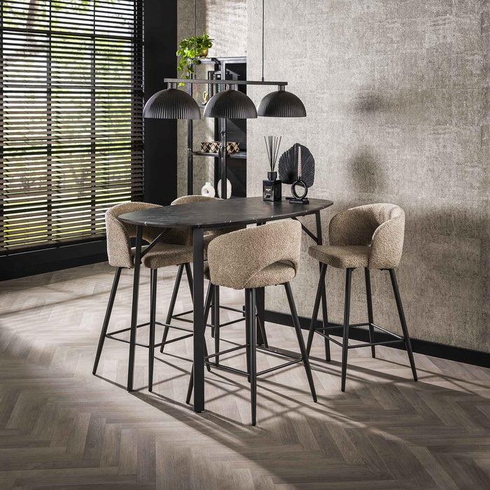 dimehouse Deens Ovaal Bartafel Jade 140 cm Zwart Keramiek Look