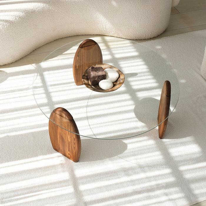 Dimehouse Design Salontafel Rond 90 Cm Sunf - Houten Onderstel