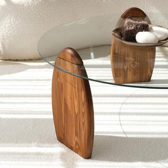 Dimehouse Design Salontafel Rond 90 Cm Sunf - Houten Onderstel