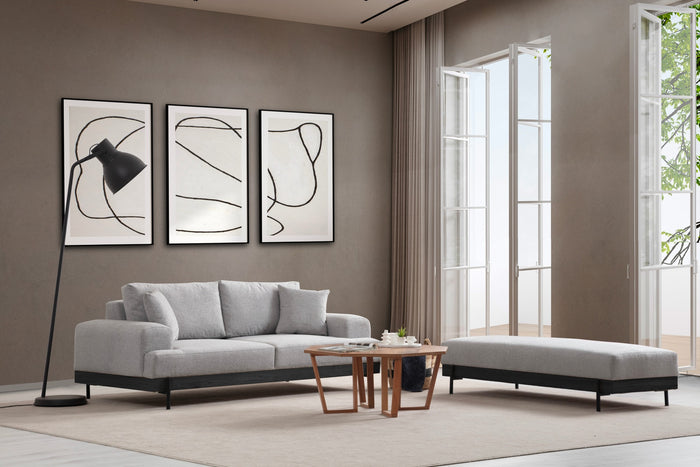 Dimehouse 3-zits Bank Eti Grijs - Zwart Houten Frame