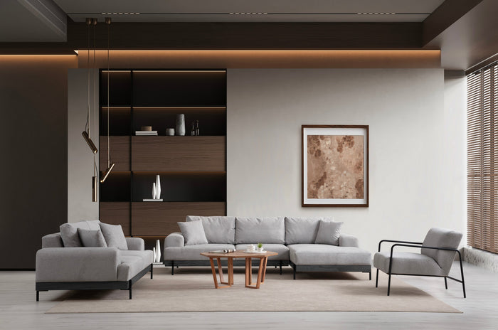 Dimehouse 3-zits Bank Eti Grijs - Zwart Houten Frame