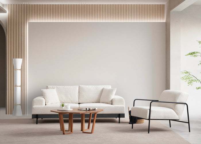 Dimehouse 3-zits Bank Eti Wit - Zwart Houten Frame