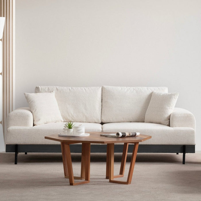 dimehouse 3-zits Bank Eti Wit - Zwart Houten Frame