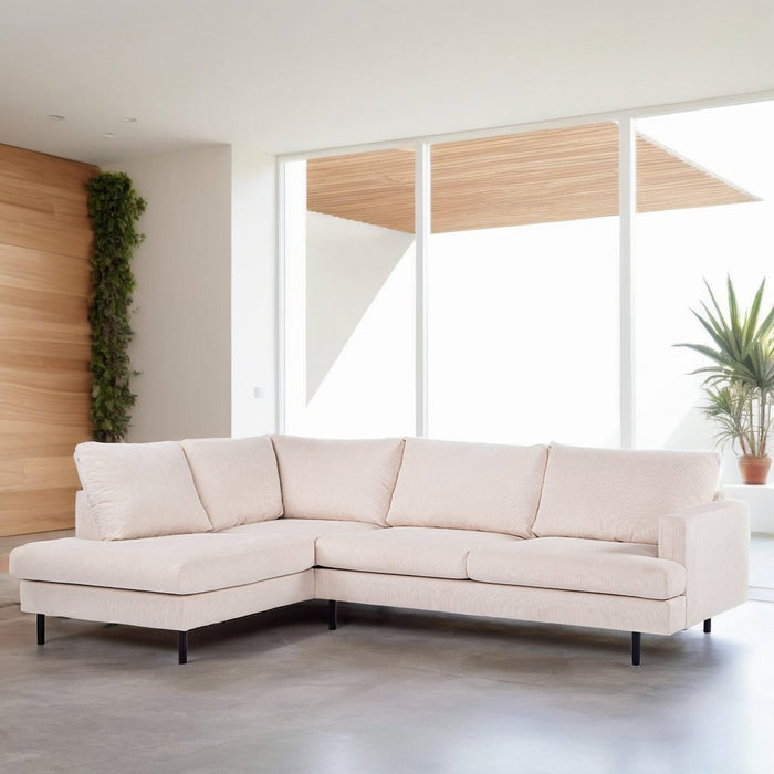 dimehouse 3-zits hoekbank Chiara ribstof beige