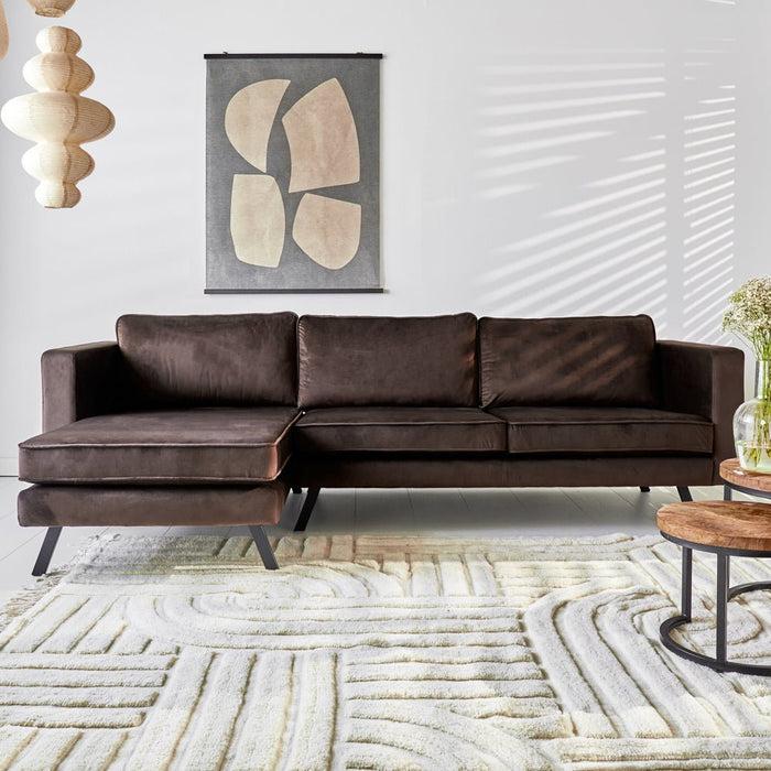 dimehouse 3-zits hoekbank Gino velvet bruin links