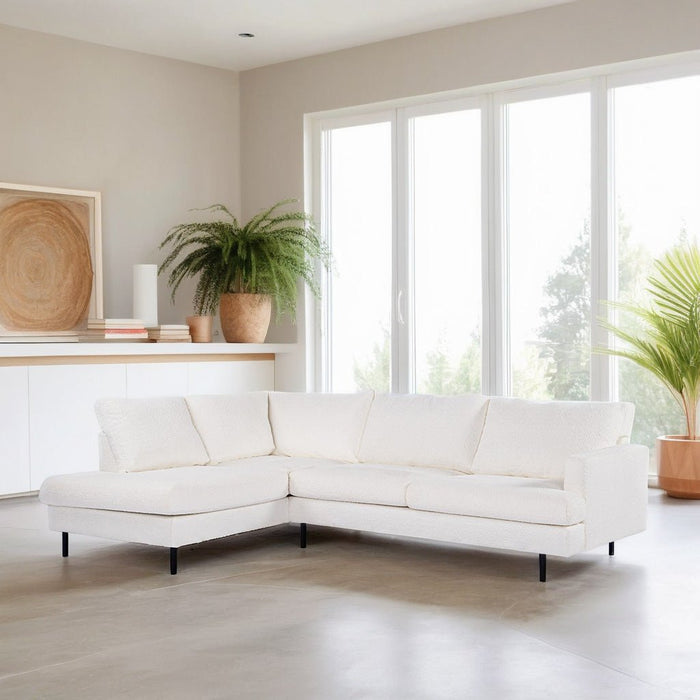 dimehouse 3-zits hoekbank Niya bouclé wit