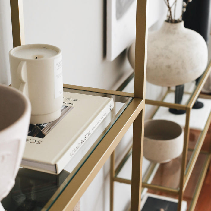 Dimehouse Boekenkast Veneto Goud Glas 80x165x30 Cm