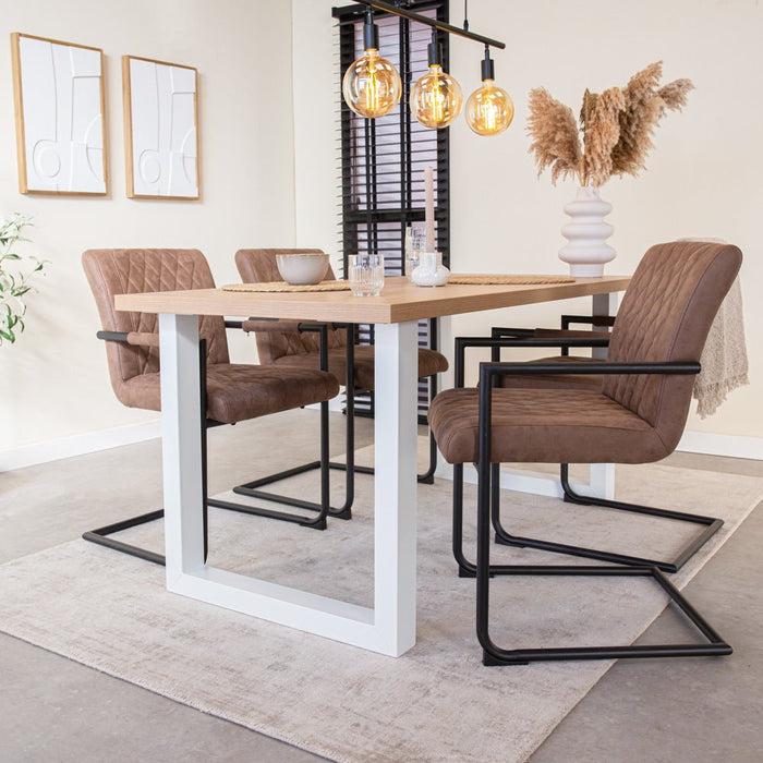 Dimehouse Eettafel Lenzo Rustiek Eiken U-poot Wit