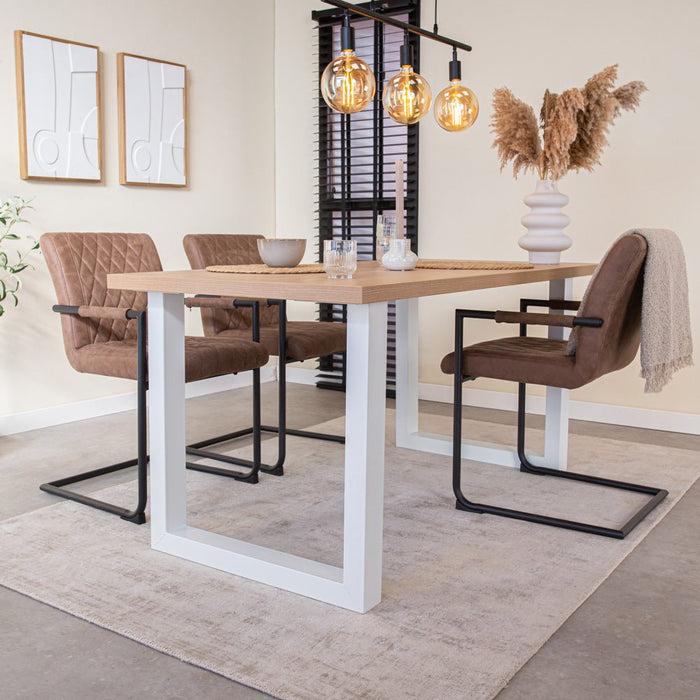 Dimehouse Eettafel Lenzo Rustiek Eiken U-poot Wit