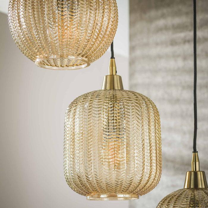 Dimehouse Glazen Hanglamp Olaf 5-lichts Amber Goud